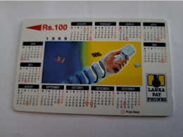 SRI LANKA RS 100 LANKA PAY PHONES / CALENDAR  1999 /  MINT /SERIE NO 38SRLC    **15736 ** - Sri Lanka (Ceilán)