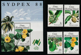 COCOS ISLAND - N°188/91+BLOC N°7 ** (1988)  Flore - Cocos (Keeling) Islands