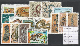 (TJ) Reptielen - Slangen (2) - 16 Zegels (gest./obl./used-MNH) - Serpents