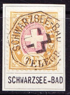 Um 1881 3 FR Telegraphen Marke, Faserpapier. Braun/rosa Mit Telegraphenstempel SCHWARZSEE-BAD. - Télégraphe