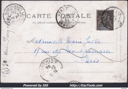 INDOCHINE N° 7 SUR CP POUR PARIS AVEC CAD PNUMPENH CAMBODGE DU 23/02/1903 - Covers & Documents