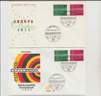 1971 N. 2 BUSTE EUROPA CEPT PREMIERJOUR D'E MISSION FIRST DAY COVER ERSTTAGSBRIEF 1°GIORNO EMISSIONE DEUTSCHE BUNDESPOST - 1971