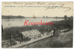 Belgisch Congo Belge 1908 CPA Les Rives Du Fleuve Congo Près De Nyangwe Riviere Rivier Prauw Pirogue - Congo Belge