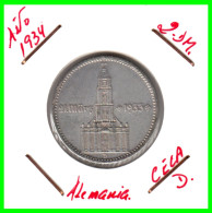 GERMANY - ALEMANIA DEUTFCHES REICH MONEDA DE 2.00 REICHSMARK AÑO 1934-D MONEDA DE PLATA - 27 MM.  ANIVERSARIO GOBI-NAZI - 2 Reichsmark