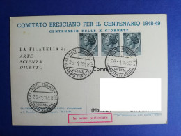 Cartolina 1958 ITALIA BRESCIA CENTENARIO X GIORNATE VG IN CORSO PARTICOLARE Italy Postcard Italien Ansichtskarten - Manifestations