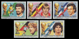 Zentralafrikanische Rep. 1986 - Mi-Nr. 1234-1238 ** - MNH - Fußball / Soccer - Centrafricaine (République)