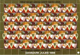 Denmark; Christmas Seals.  Full Sheet 1988;  MNH(**) - Fogli Completi