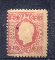 MONK713 - PORTOGALLO 1870, 25 R. Unificato  N. 40a  Linguella Dent 11 Nuovo ** (ristampa?) - Nuevos