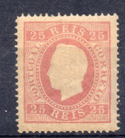 MONK714 - PORTOGALLO 1870, 25 R. Unificato  N. 40a  Linguella Dent 14 Nuovo ** (ristampa?) - Unused Stamps