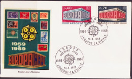 Europa CEPT 1969 Andorre Français - Andorra FDC3 Y&T N°194 à 195 - Michel N°214 à 215 - 1969