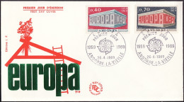 Europa CEPT 1969 Andorre Français - Andorra FDC8 Y&T N°194 à 195 - Michel N°214 à 215 - 1969