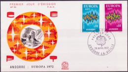 Europa CEPT 1972 Andorre Français - Andorra FDC1 Y&T N°217 à 218 - Michel N°238 à 239 - 1972