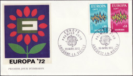 Europa CEPT 1972 Andorre Français - Andorra FDC5 Y&T N°217 à 218 - Michel N°238 à 239 - 1972