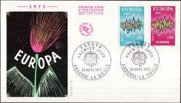 Europa CEPT 1972 Andorre Français - Andorra FDC6 Y&T N°217 à 218 - Michel N°238 à 239 - 1972