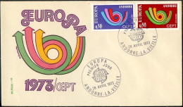 Europa FDC 1973 Andorre Français - Andorra FDC3 Y&T N°226 à 227 - Michel N°247 à 248 - 1973