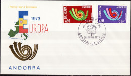 Europa FDC 1973 Andorre Français - Andorra FDC5 Y&T N°226 à 227 - Michel N°247 à 248 - 1973
