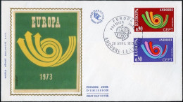 Europa FDC 1973 Andorre Français - Andorra FDC8 Y&T N°226 à 227 - Michel N°247 à 248 - 1973