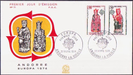 Europa CEPT 1974 Andorre Français - Andorra FDC1 Y&T N°237 à 238 - Michel N°258 à 259 - 1974