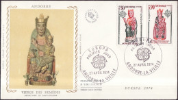 Europa CEPT 1974 Andorre Français - Andorra FDC2 Y&T N°237 à 238 - Michel N°258 à 259 - 1974