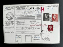 NETHERLANDS 1966 PARCEL CARD AMSTERDAM HEMONYSTRAAT TO BRUSSELS 21-09-1966 NEDERLAND - Covers & Documents