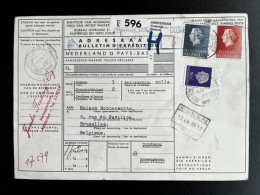 NETHERLANDS 1966 PARCEL CARD AMSTERDAM CENTRAAL STATION TO BRUSSELS 09-09-1966 NEDERLAND - Cartas & Documentos