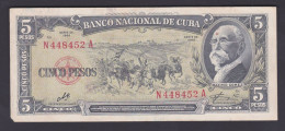 CUBA 5 PESOS 1960 BC / VF - Cuba