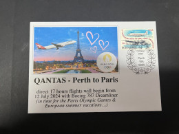 10-11-2023 (1 V 47) Qantas Announced Non-stop Flight Perth To Paris From 12 July 2024 (for The Paris Olympic Games) - Altri (Aria)