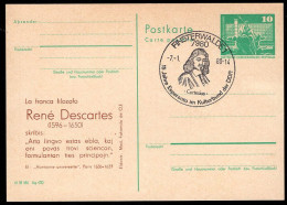 EAST GERMANY(1980) Descartes. Illustrated Cancel On Card; Text In Esperanto. - 1971-1980