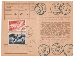 FRANCE 1949 Poste Aérienne PA 18 19 Egine Char Soleil Sur Carte Abonnement PTT PARIS 76 Rue De Flandre - Storia Postale