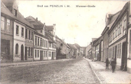 Gruß Aus PENZLIN Mecklenburg Warener Straße Belebt Carl Krüger Schuhmacher Möbel Magazin Von Julius Graun 22.9.1912 - Waren (Mueritz)