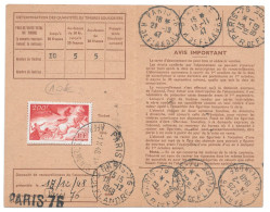 FRANCE 1947 Poste Aérienne PA 19 Char Soleil Sur Carte Abonnement PTT PARIS 76 Rue De Flandre - Lettres & Documents