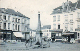 ATH Marché Aux Toiles Animée Magasins Carte SBP Voyagé En 1907 - Ath