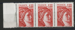 N° 2102a (x3) Cote 75 € Bande De Trois SANS PHOSPHORE Neufs ** (MNH) Sabine, Gomme Brillante Voir Suite - Neufs