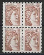 N° 2119a (x4) Cote 200 € SANS PHOSPHORE Neufs * (MH) 60 Ct Sabine De Gandon Voir Suite - Unused Stamps