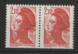 N° 2319a (x2) Cote 70 € SANS BANDE De PHOSPHORE Liberté De Gandon 2,10 Fr Rouge Neufs ** (MNH) TB Voir Suite - Neufs