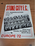 UEFA CUP 1972 Programa Stoke City-Kaiserslautern - Sports