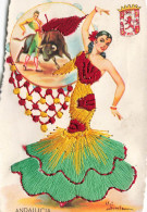 FANTAISIE - Carte Brodée - Andalucia - Danseuse Et Matador - Carte Postale Ancienne - Other & Unclassified