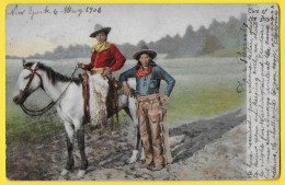 1906 - Stamp - 2c Washington, Carmine CHROMO - COW BOY - Co. New York Leipzig - Ungebraucht