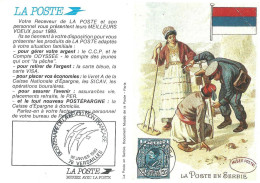 Calendrier De Poche - 1989 - La Poste Serbe - Facteur Réparant Son Vélo - Small : 1981-90