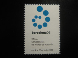 BARCELONA 2003 X Fina World Swimming Championships Natation Poster Stamp Vignette SPAIN Label - Nuoto