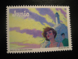 Junio Trazo De Tiza Miguelanxo Prado Lighthouse Phare Comic Chalk Stroke Poster Stamp Vignette SPAIN Label - Phares