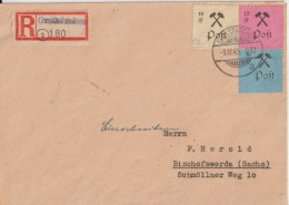 1945 - POSTE LOCALE GROSSRÄSCHEN - ENVELOPPE RECOMMANDEE => BISCHOFSWERDA - Brieven En Documenten