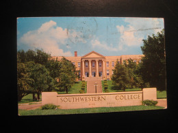 WINFIELD Kansas Christy Hall Southwestern College Cancel 1968 To Sweden Postcard USA - Sonstige & Ohne Zuordnung