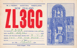 NOUVELLE ZELANDE - CARVED GATE TO MAORI PA - CARTE POSTALE - QSL - 1956 - HOKITIKA WESTLAND - Nouvelle-Zélande