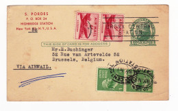 Post Card 1951 USA New York S. Pordes Bruxelles Belgique Buchinger - 1941-60