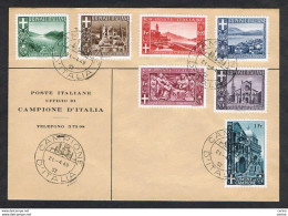 CAMPIONE  D' ITALIA:  21-4-1949  PAESAGGI  &  VEDUTE  -  S. CPL. 7  VAL. -  ANNULLO  TARDIVO  -  C.E.I. 6/12 - Local And Autonomous Issues