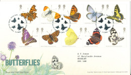 Great Britain FDC 11-7-2013 BUTTERFLIES Complete Set Of 10 In 2 Stripe Of 5 With Cachet - 2011-2020 Decimal Issues