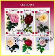 Oblitérée - Les Roses Rosa BaronneEdmond De Rothschild Rosa Louis Van Houtte  Rosa Adrienne Christophe - 2022 - Centrafricaine (République)