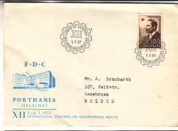 Finlande - Lettre De 1957 - Oblit Helsinki - Croix Rouge - - Storia Postale