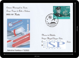 Portugal 2023 Carimbo Comemorativo 65 Anos Azorean Refugee Act Câmara Municipal Da Horta Vulcão Capelinhos Aviation USA - Postmark Collection